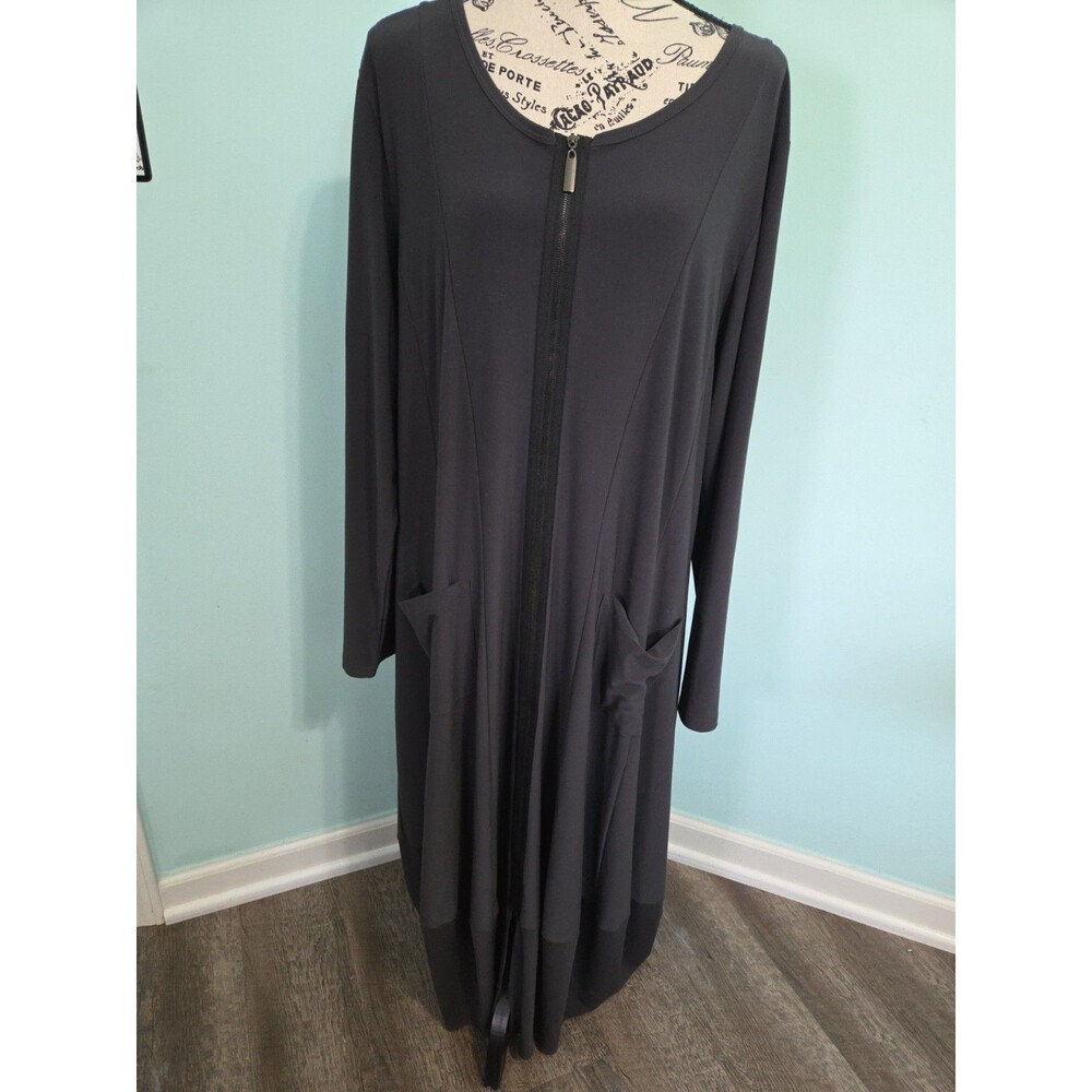 Sun Kim Zipper Front 2x Loose Fit Tunic Dress w/ Pockets